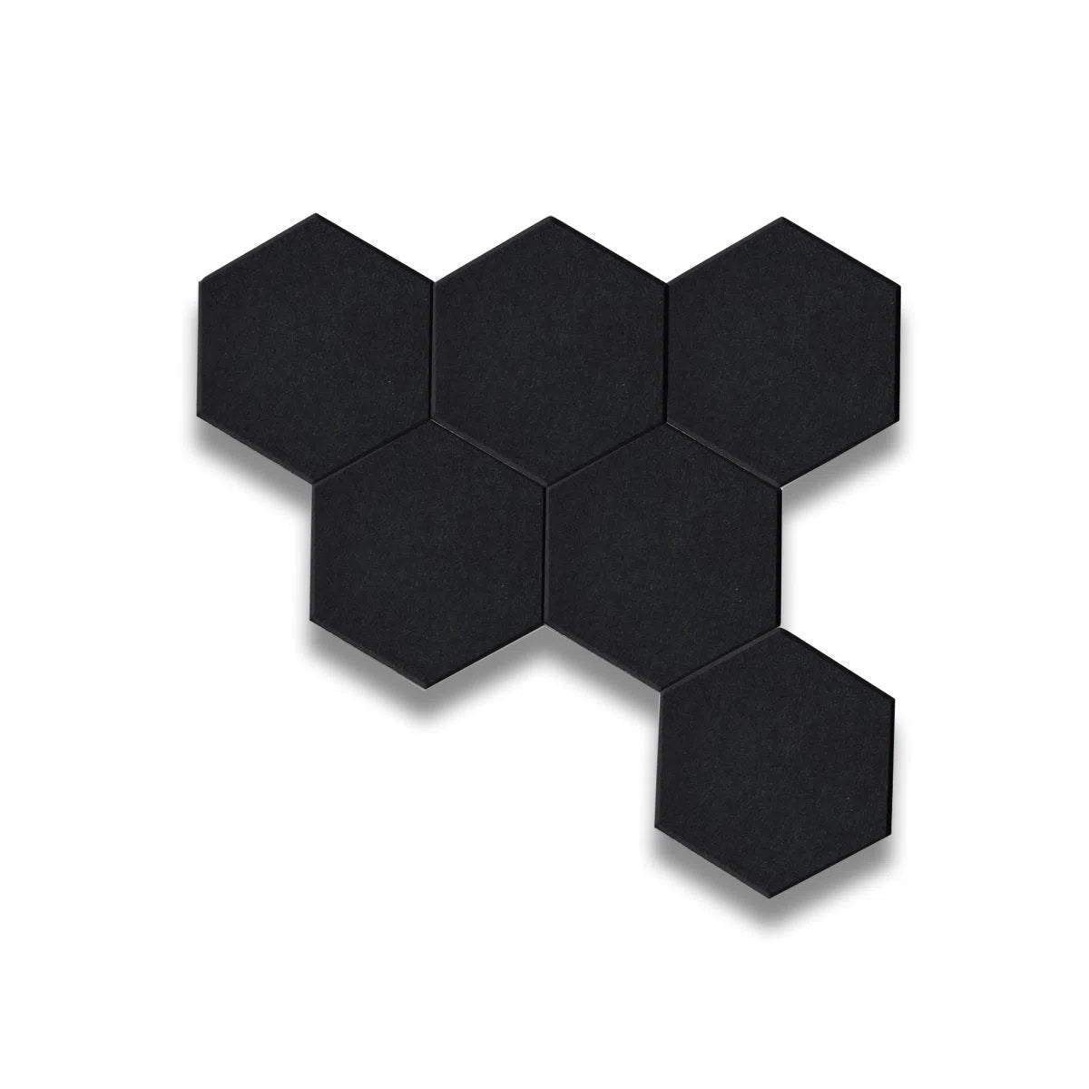 HEXA Acoustic 3D Felt PET Wall Panels set on white background BLACK DecorMania.eu